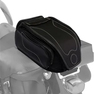 MZS Motorcycle Tail Bag, 27L Expandable Motorcycle Travel Luggage Bag, Rack Trunk Helmet Rear Seat Storage Compatible with Sportster Road King Electra Street Glide Softail Dyna Rebel Vulcan Shadow