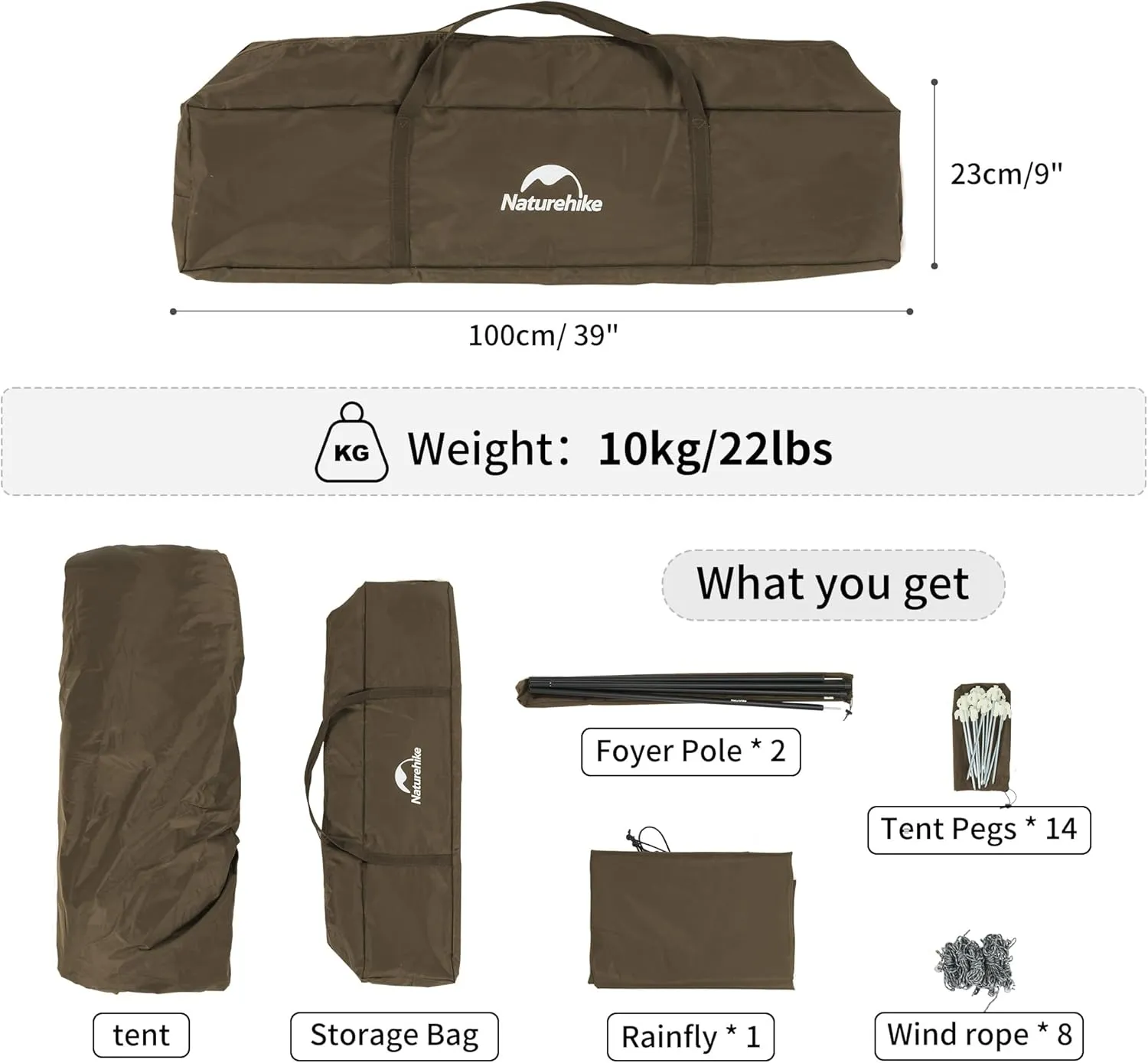 Naturehike Ango Camping Tent,3 Person 4 Person Instant Cabin Tent,Easy Setup Pop up Tents for Camping,3-4 People Family Camp Tent