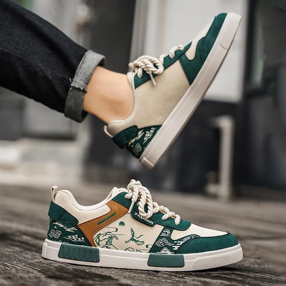NCNDB Men's Leather Skateboard Walking Shoes Fashion Anime Casual Sneaker