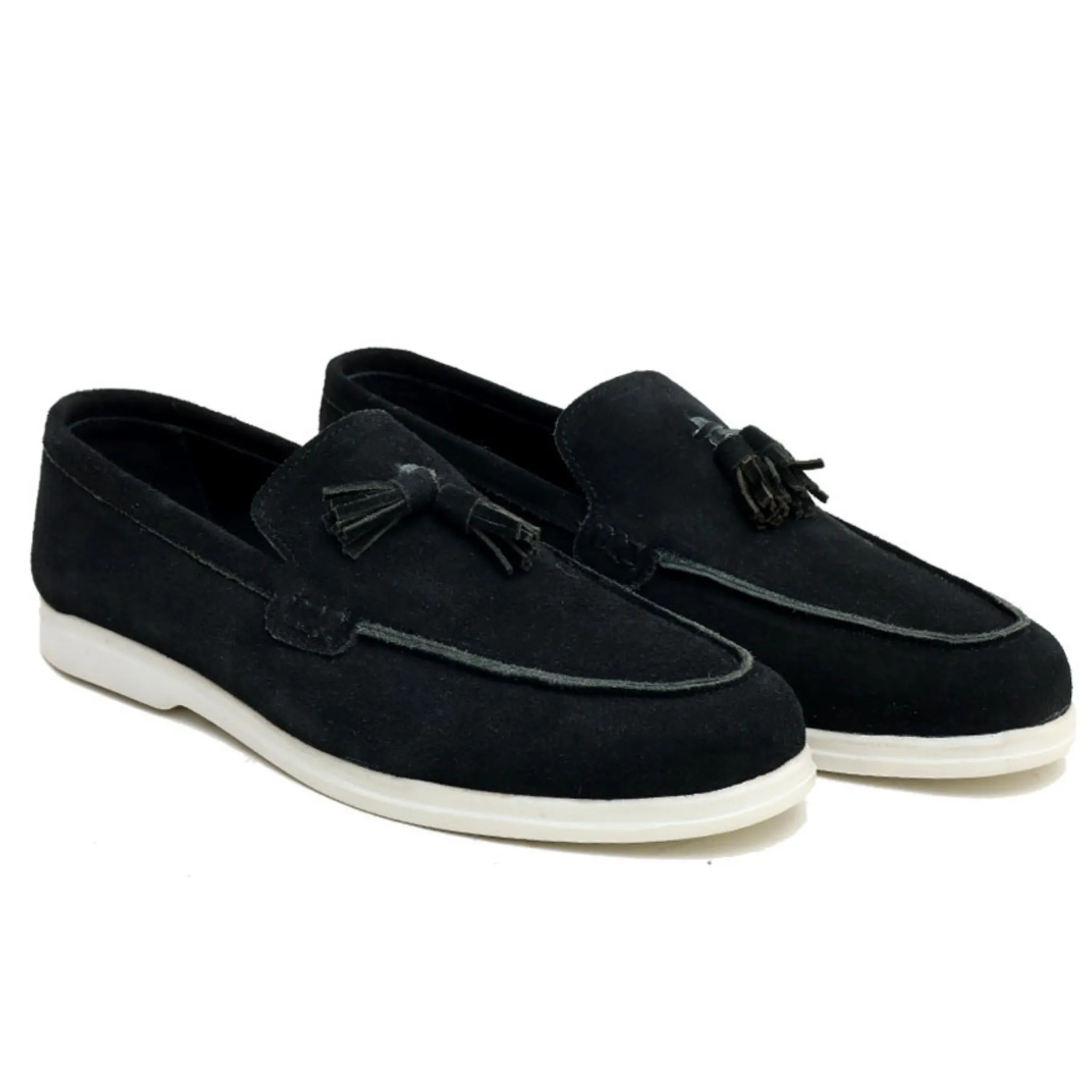 OK-3013 Black Tussle Suede Leather Loafer