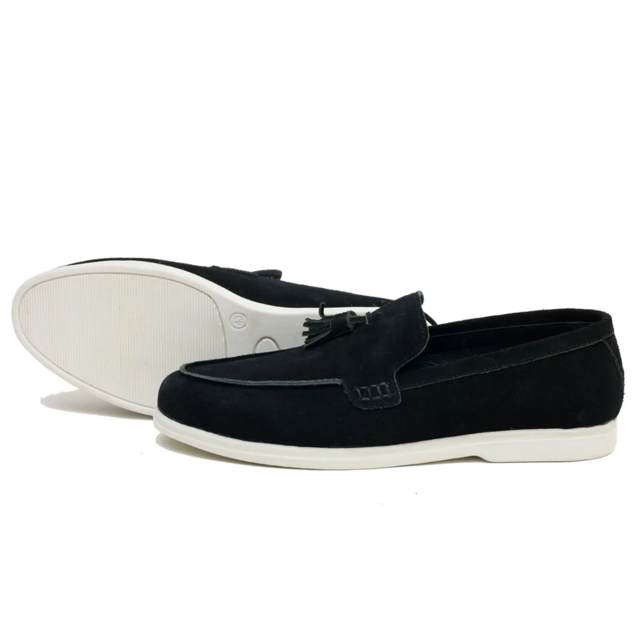 OK-3013 Black Tussle Suede Leather Loafer