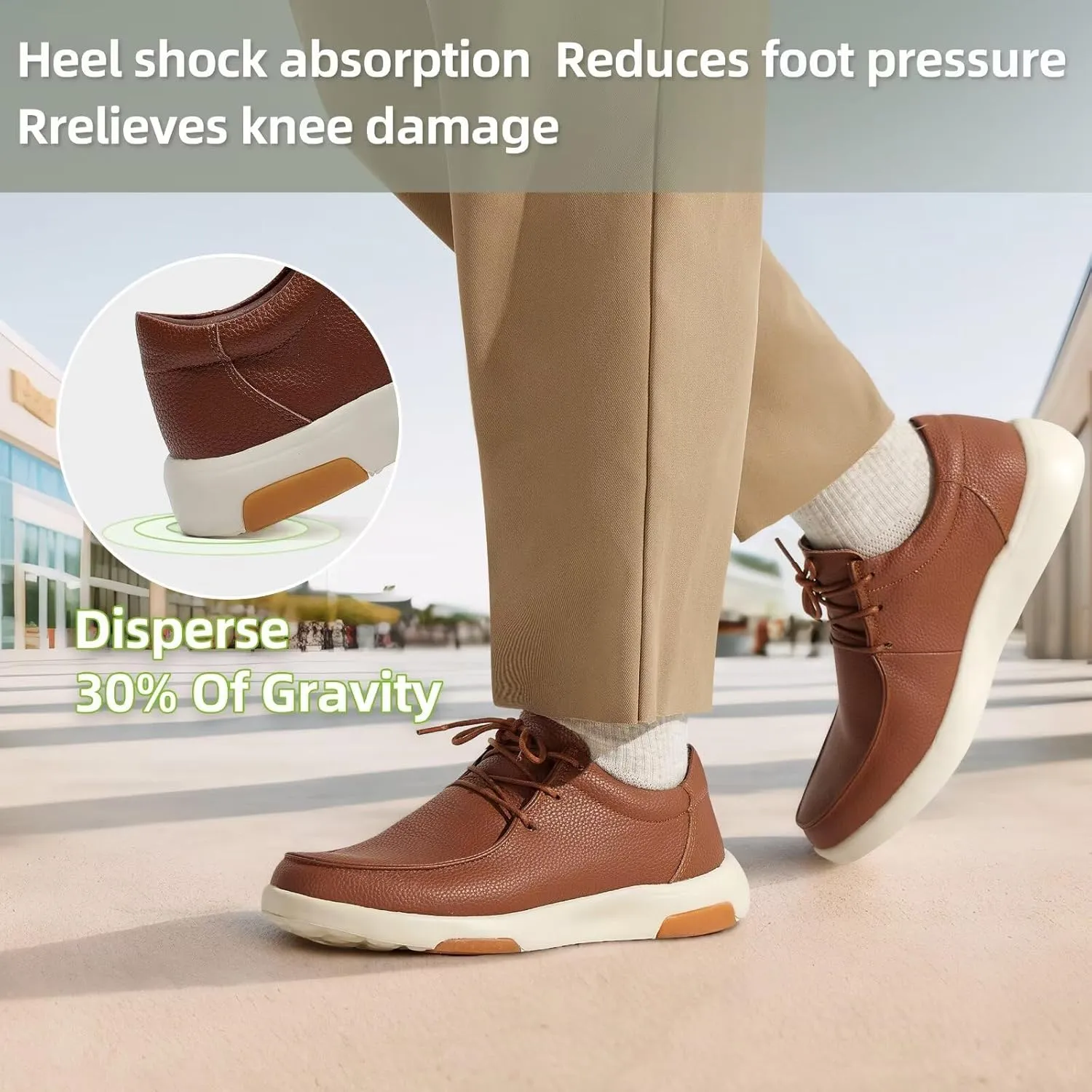 OrthoComfoot Men's Orthopedic Leather Dress Walking Shoes: Casual Plantar Fasciitis Fashion Sneakers with Arch Support, Comfortable Orthotic Business Work Oxfords for Foot and Heel Pain Relief