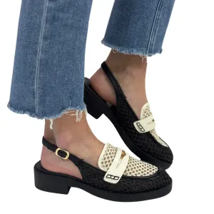 PAIINTED WOVEN in Nude   Black