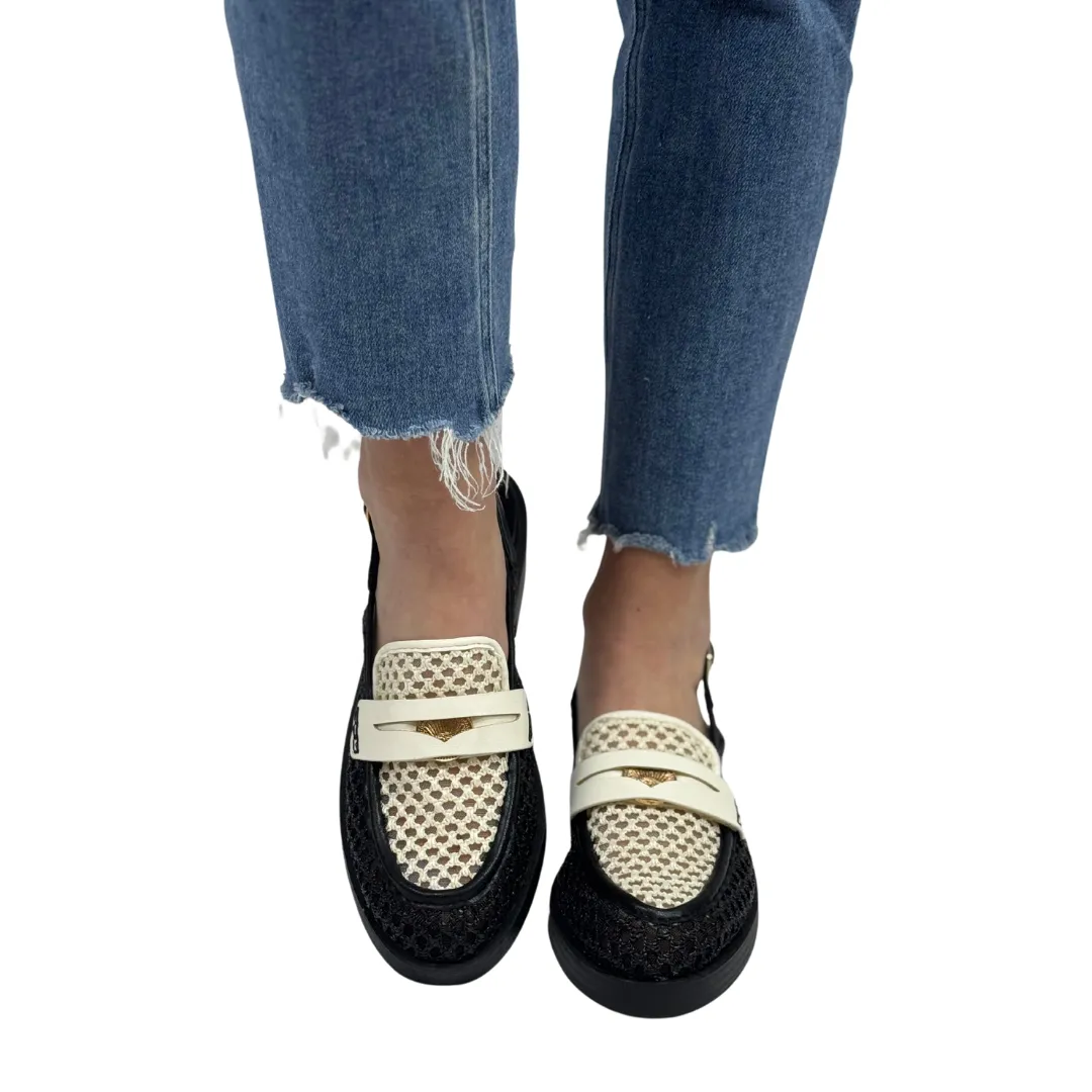 PAIINTED WOVEN in Nude   Black
