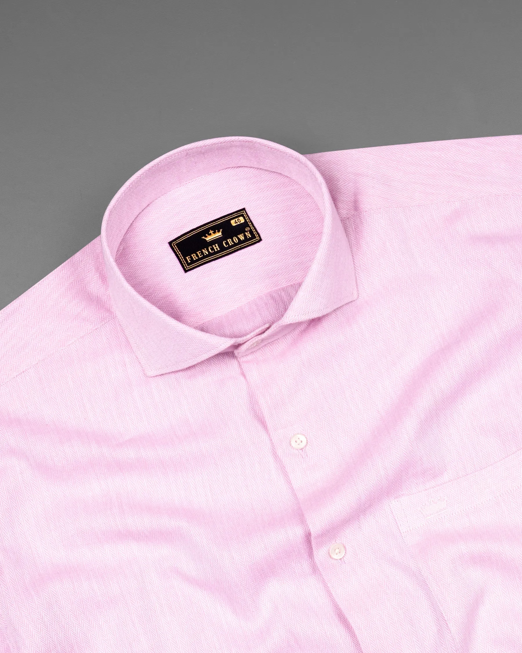 Pale Rose Pink Herringbone and Tencel rich Shirt