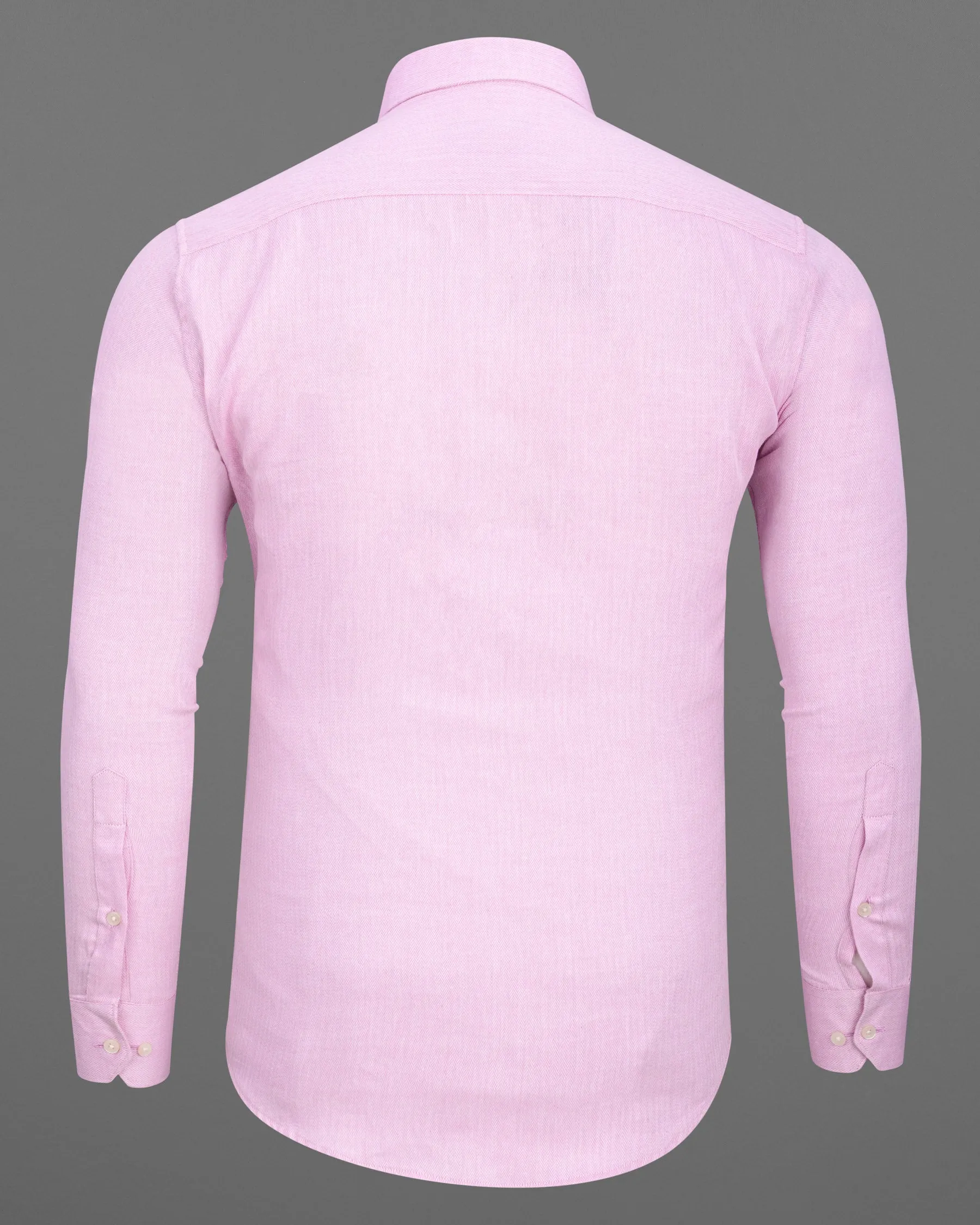 Pale Rose Pink Herringbone and Tencel rich Shirt