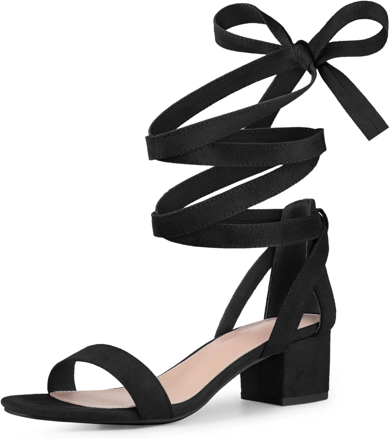 Perphy Strappy Heels Open Toe Block Heel Lace Up Sandals for Women