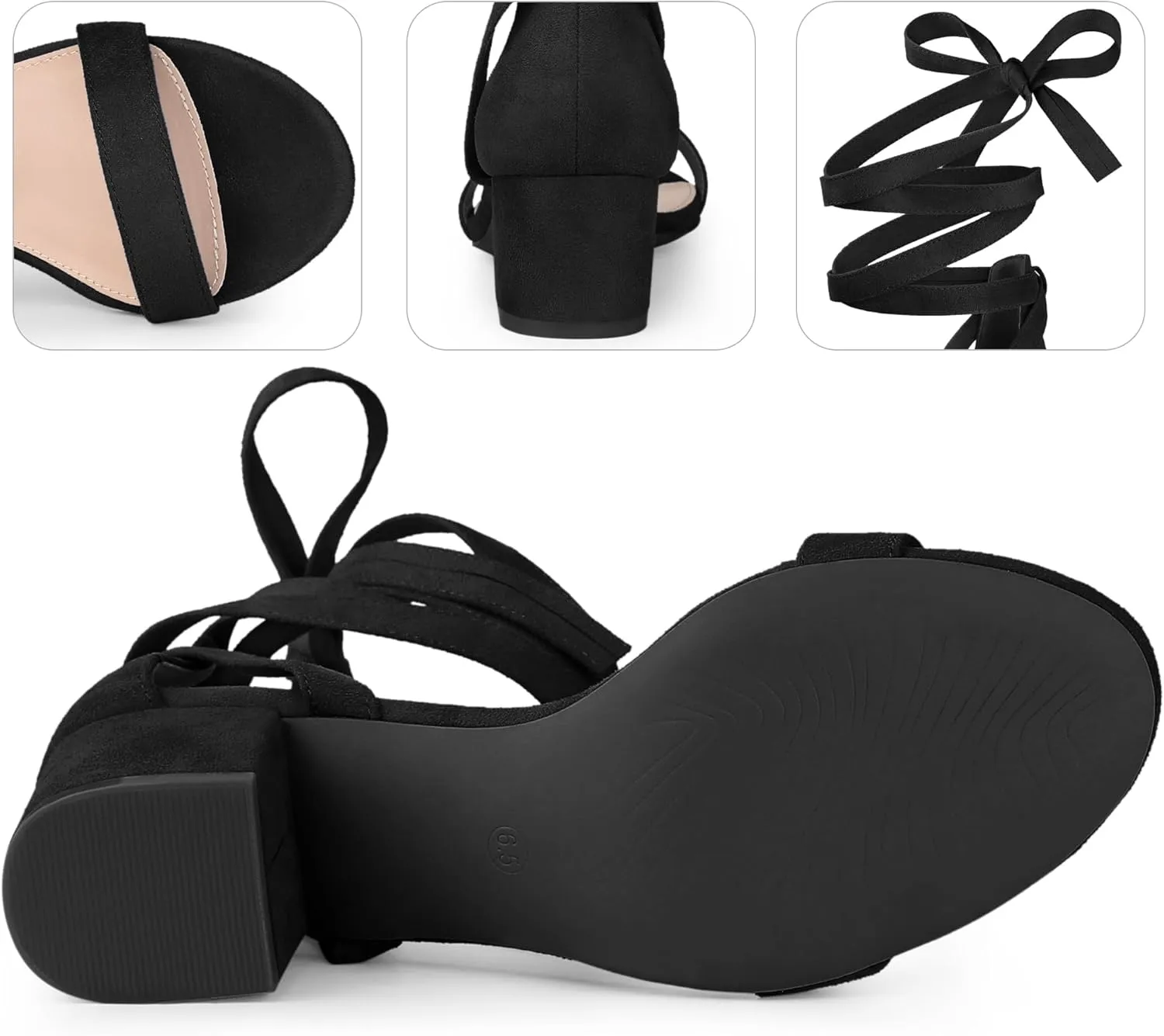 Perphy Strappy Heels Open Toe Block Heel Lace Up Sandals for Women