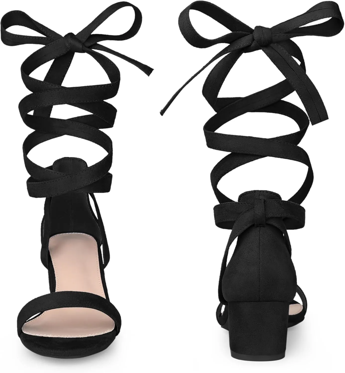 Perphy Strappy Heels Open Toe Block Heel Lace Up Sandals for Women