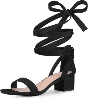Perphy Strappy Heels Open Toe Block Heel Lace Up Sandals for Women