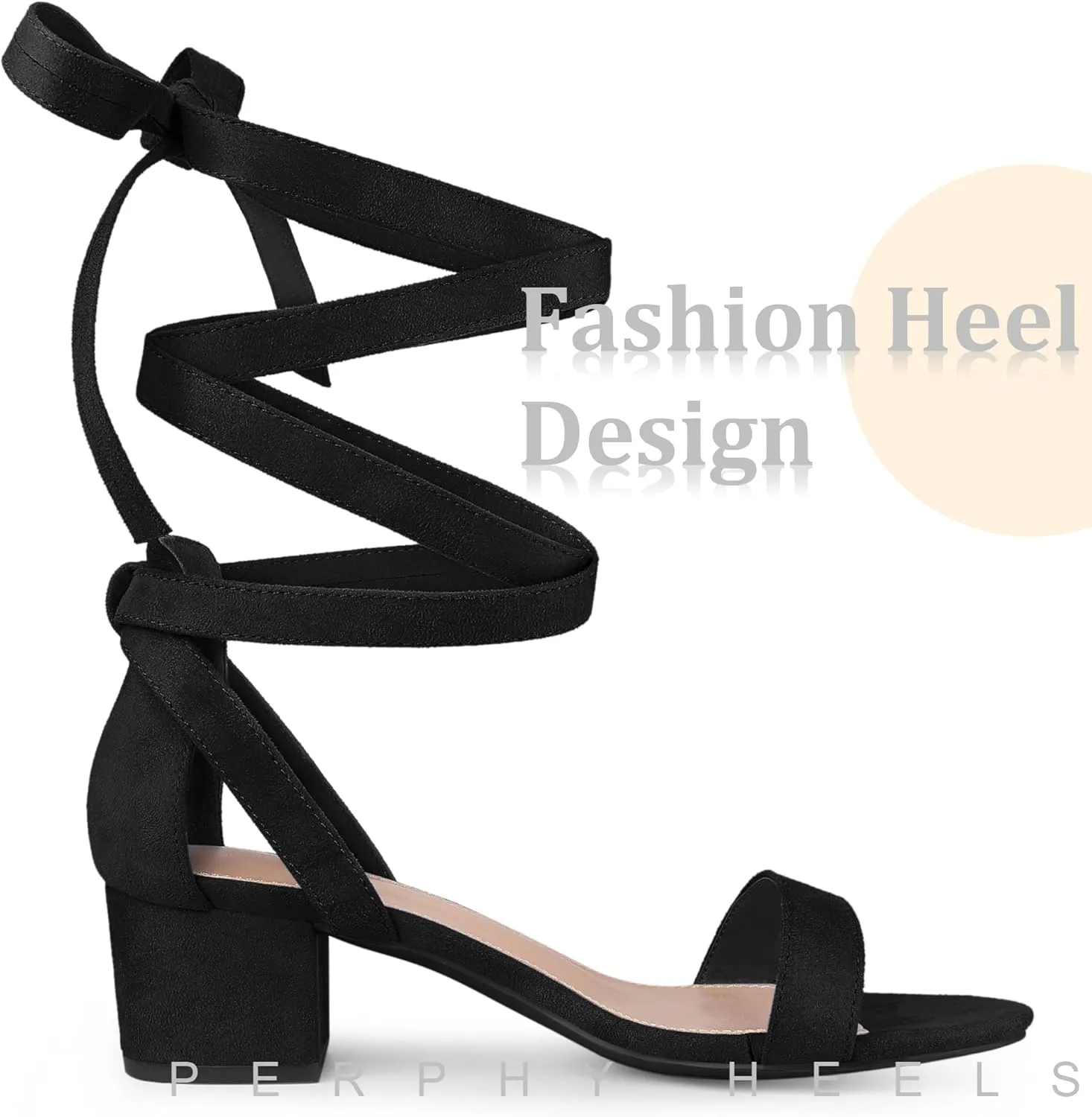 Perphy Strappy Heels Open Toe Block Heel Lace Up Sandals for Women