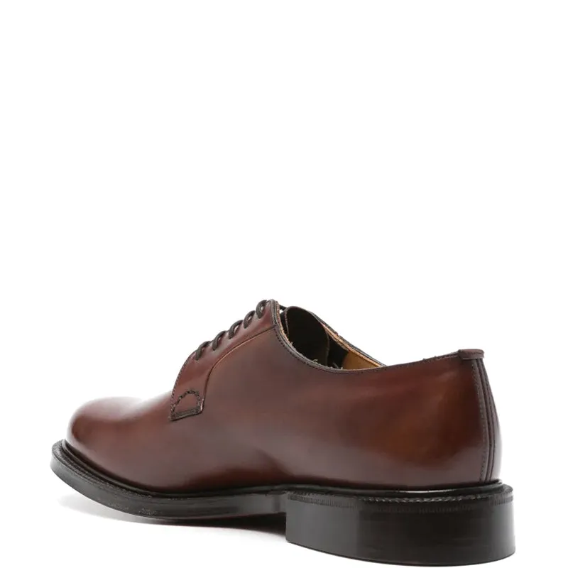 Plain Polished Leather Derby Formal Shoes
