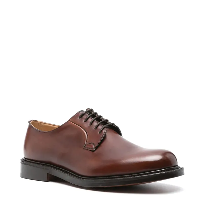 Plain Polished Leather Derby Formal Shoes