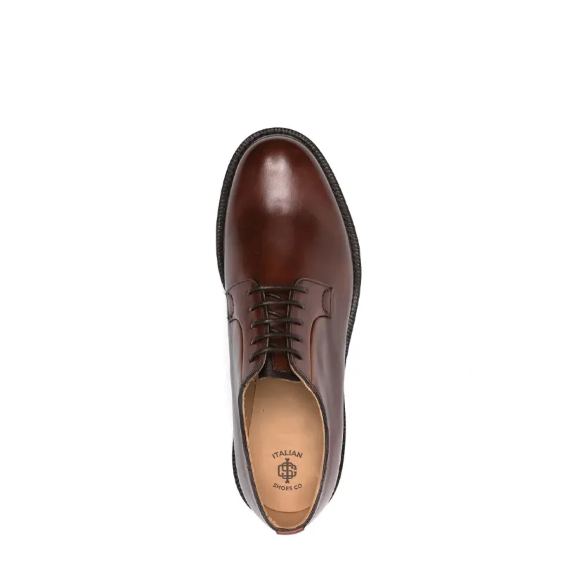 Plain Polished Leather Derby Formal Shoes