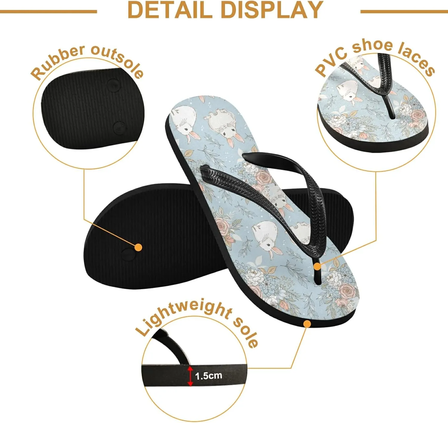 Poeticcity Flip Sandal Men Women Flip Flops for Hotel Spa Home Slippers Bedroom Travel S-XXL