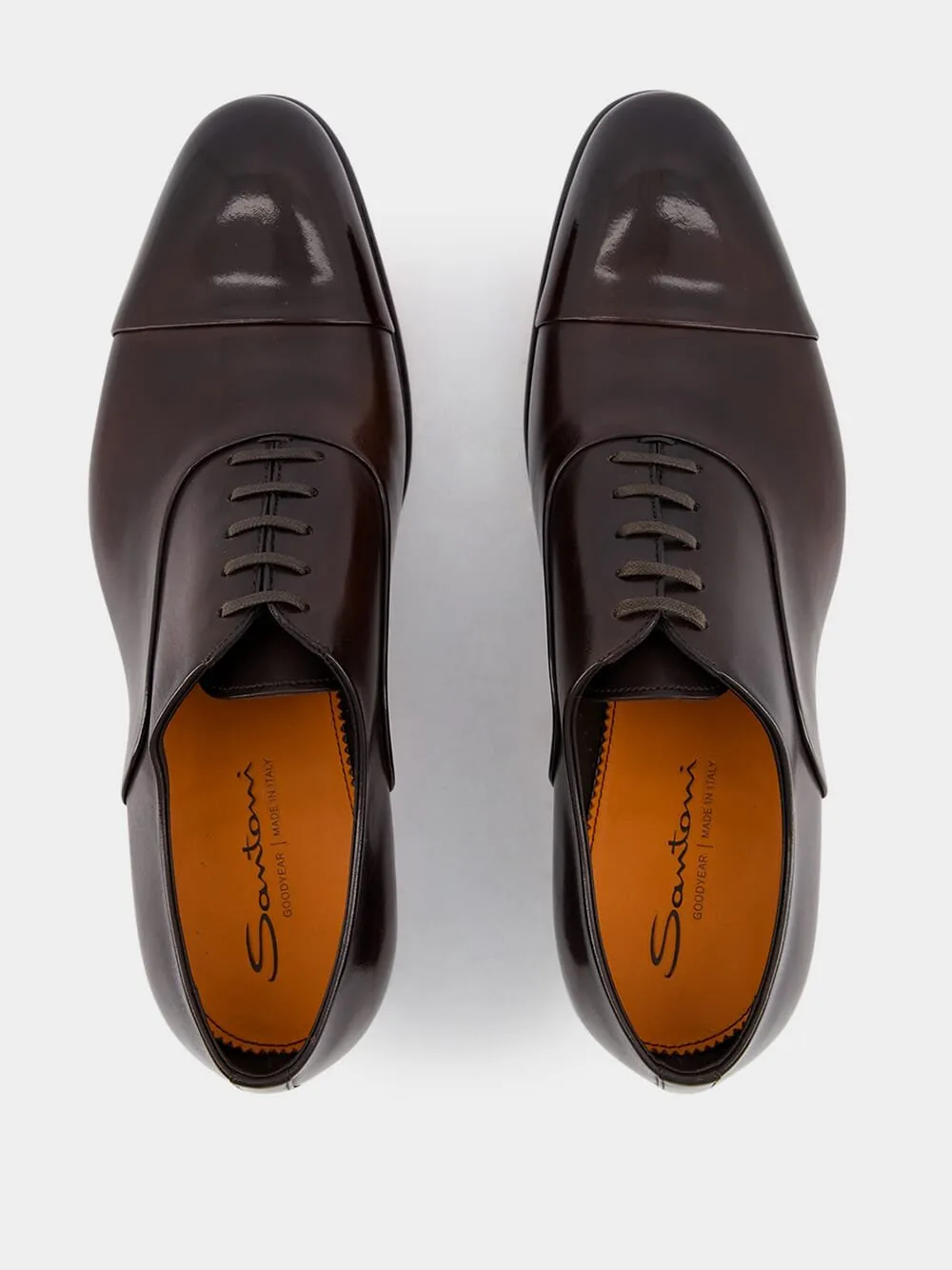 Polished Brown Leather Oxford Shoes