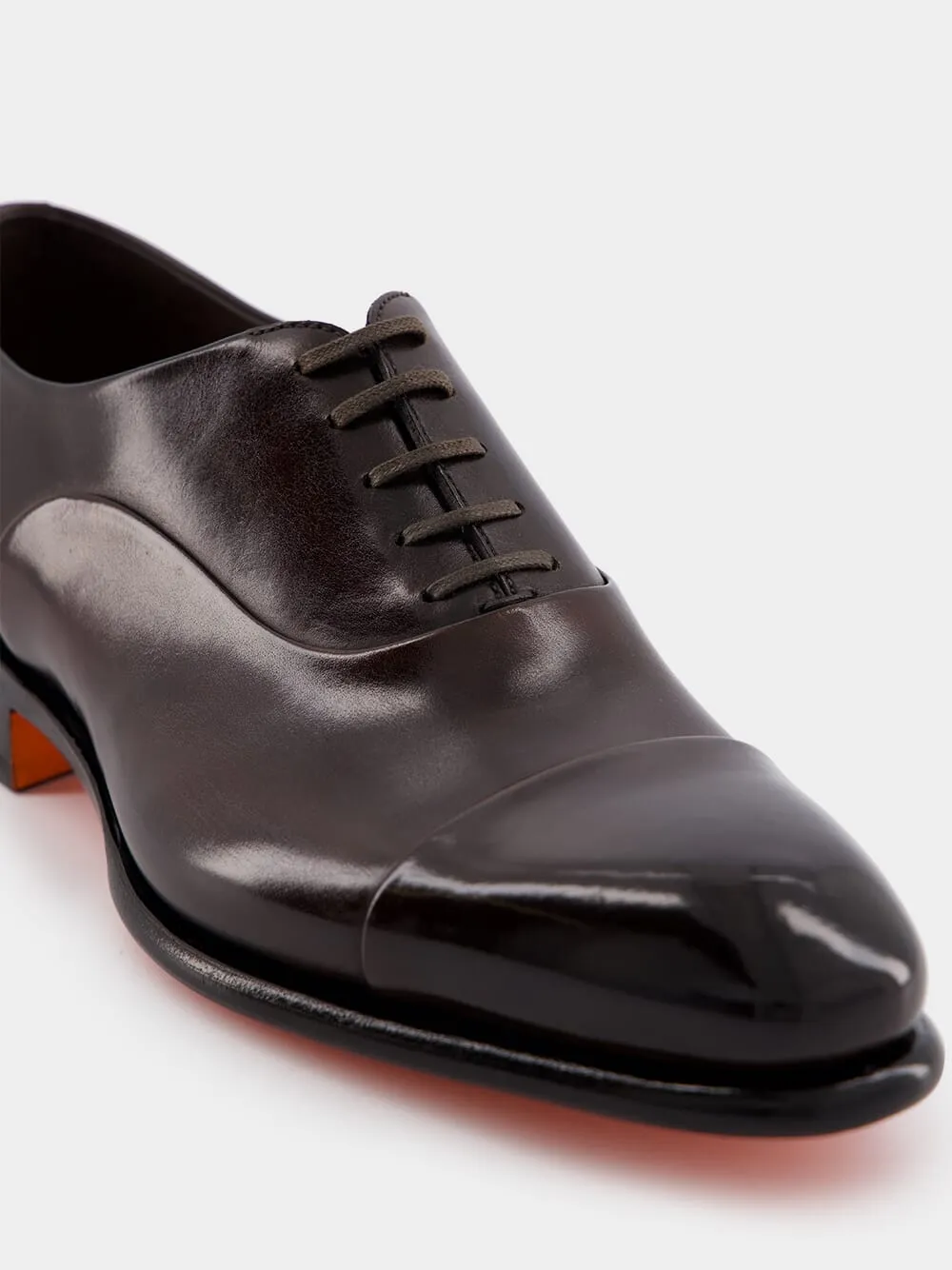 Polished Brown Leather Oxford Shoes