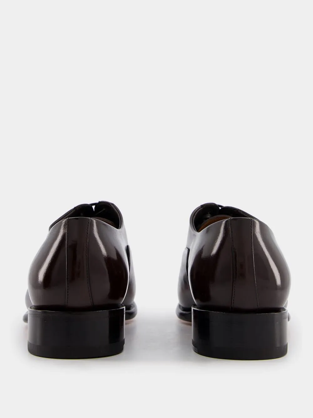 Polished Brown Leather Oxford Shoes
