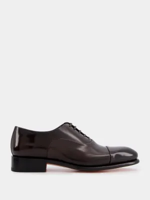 Polished Brown Leather Oxford Shoes
