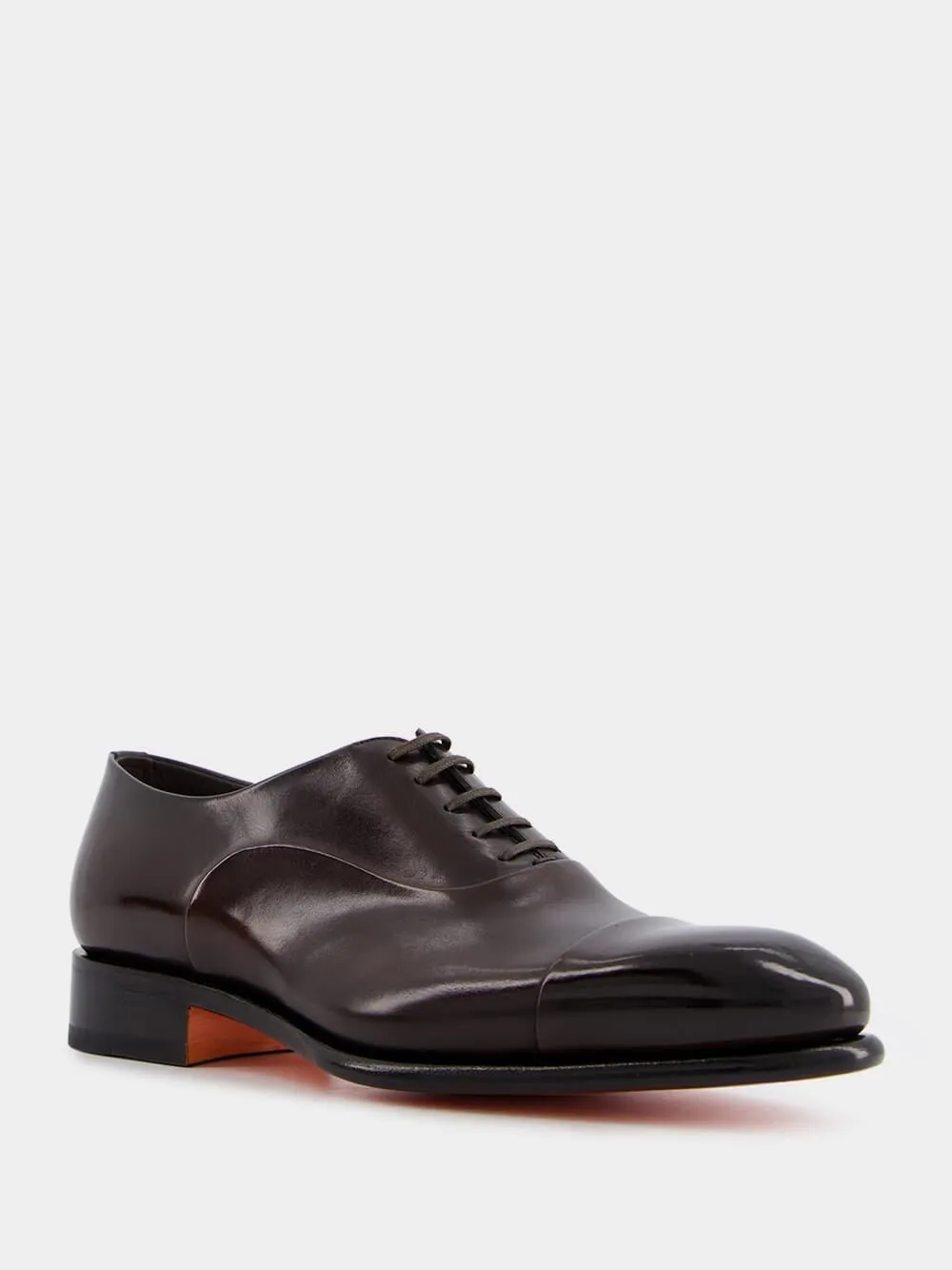 Polished Brown Leather Oxford Shoes