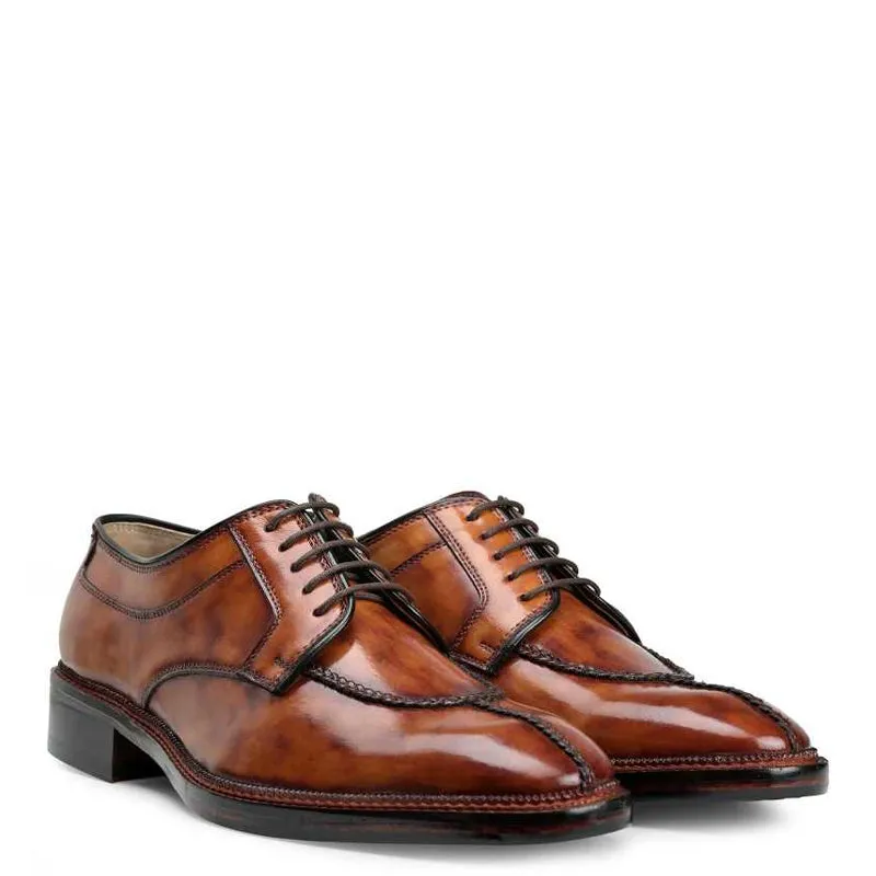 Polished Shiny Leather Split Toe Derby Shoes