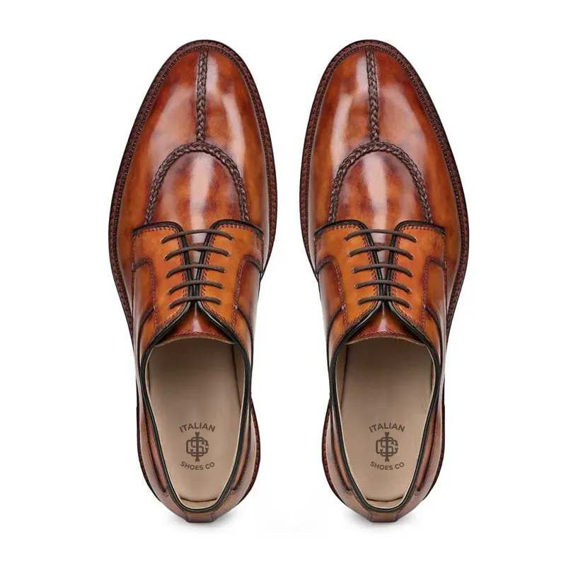 Polished Shiny Leather Split Toe Derby Shoes