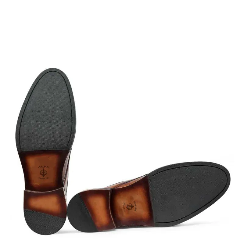 Polished Shiny Leather Split Toe Derby Shoes