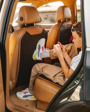 Premium Leather Car Seat Protector for Back Seat - Back Seat Cover for Kids - Car Kick Mat - Back of Seat Protector for Kids Feet Car Seat Back Protector - 1 Pc Hexy