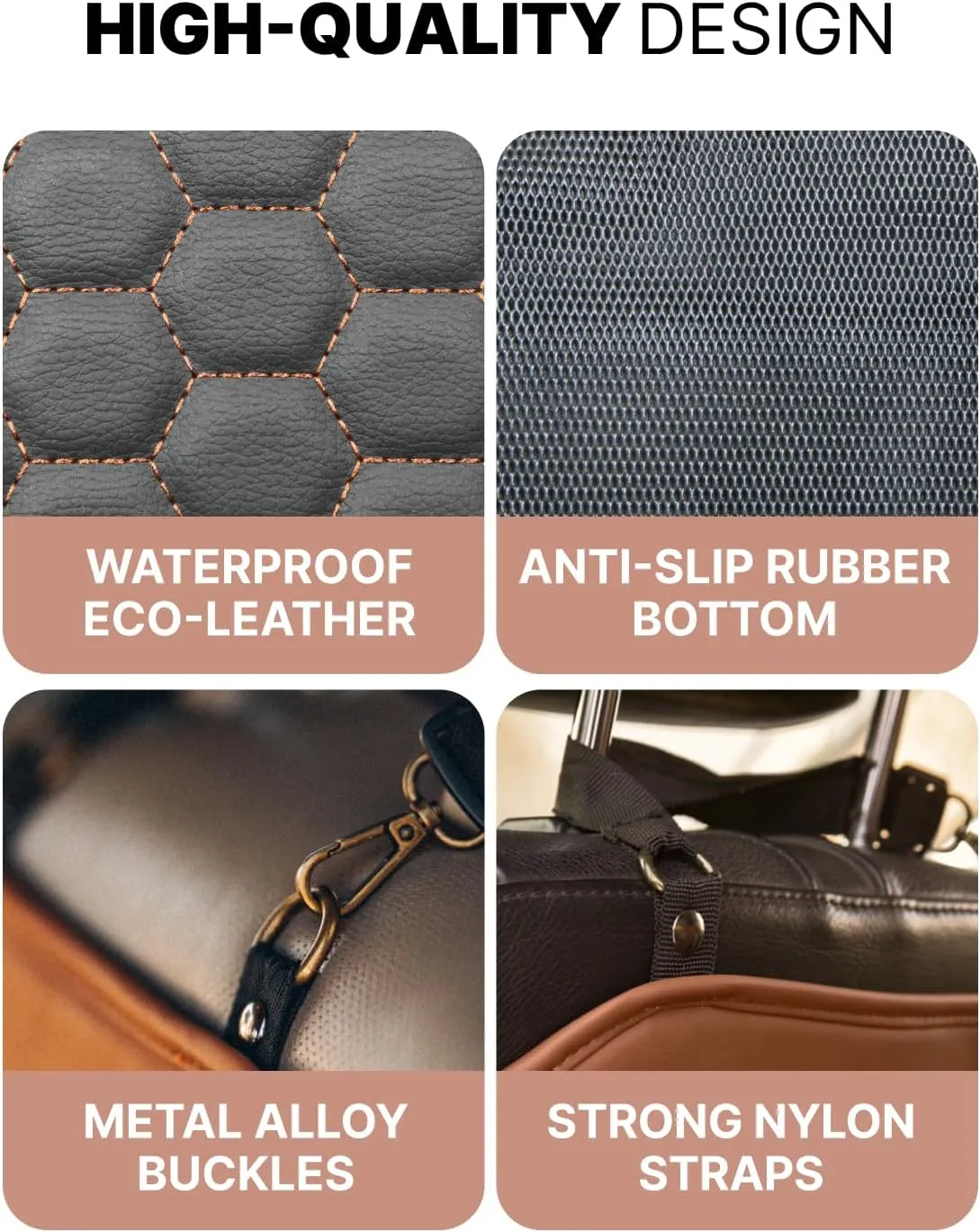Premium Leather Car Seat Protector for Back Seat - Back Seat Cover for Kids - Car Kick Mat - Back of Seat Protector for Kids Feet Car Seat Back Protector - 1 Pc Hexy