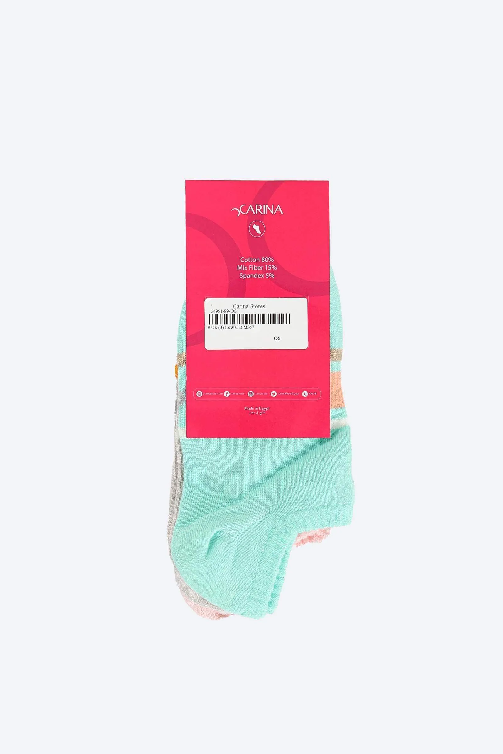 Printed Low Cut Socks - 3 Pairs