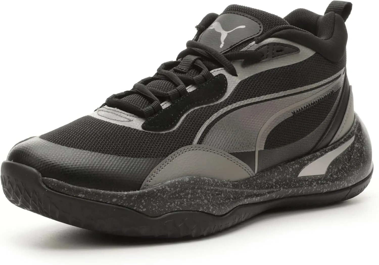 PUMA Men's PLAYMAKER PRO MID TROPHIES Sneaker, Puma Aged Silver-Cast Iron-PUMA Black, 12