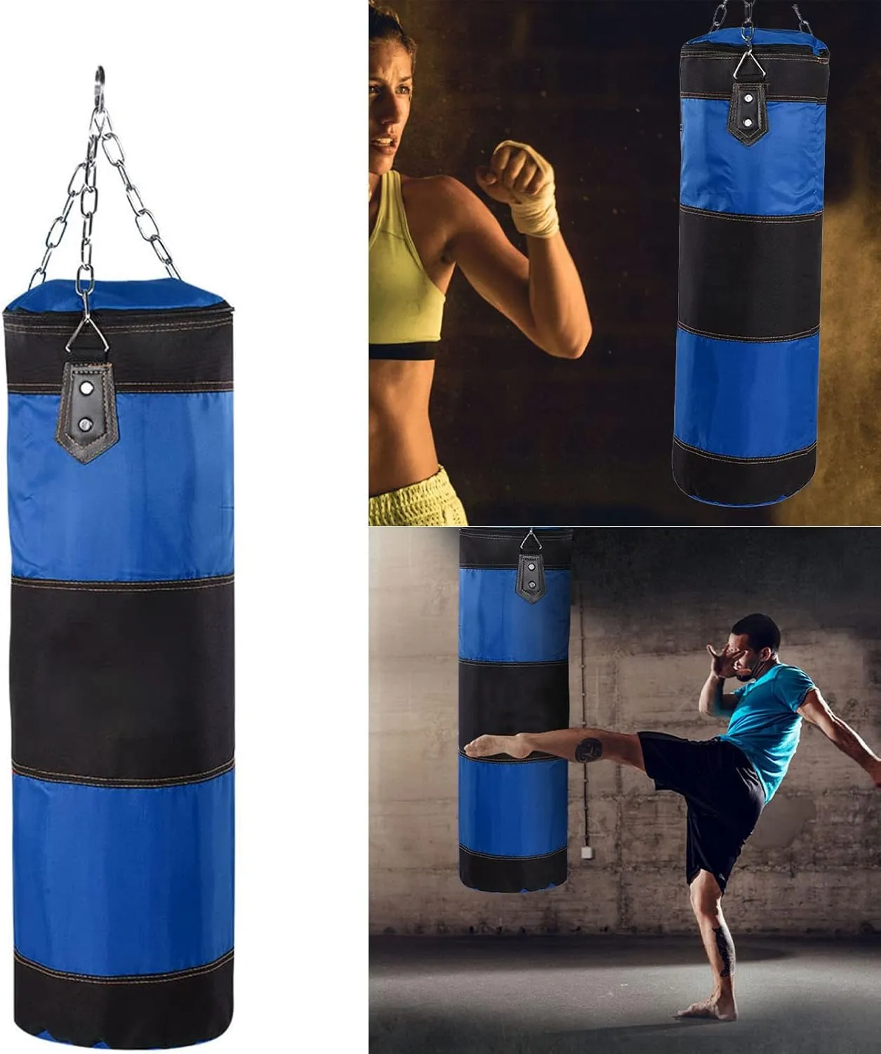 Punching Bag, Oxford Cloth Sandbag, Refillable Heavy for Home Kickboxing Thai Training Gym Muay Thai Training