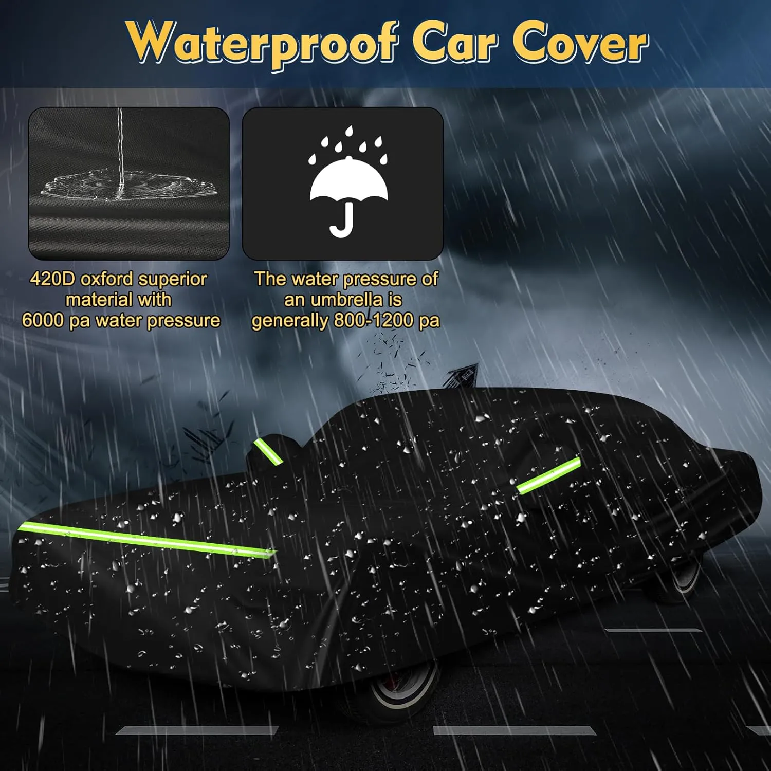 QUNSUNUS Waterproof Car Cover for Oldsmobile Cutlass 1966-1980/1988, Outdoor Car Cover with Zipper, Full Exterior Car Covers for Automobiles All Weather with Wind, Sun, UV and Dust Protection