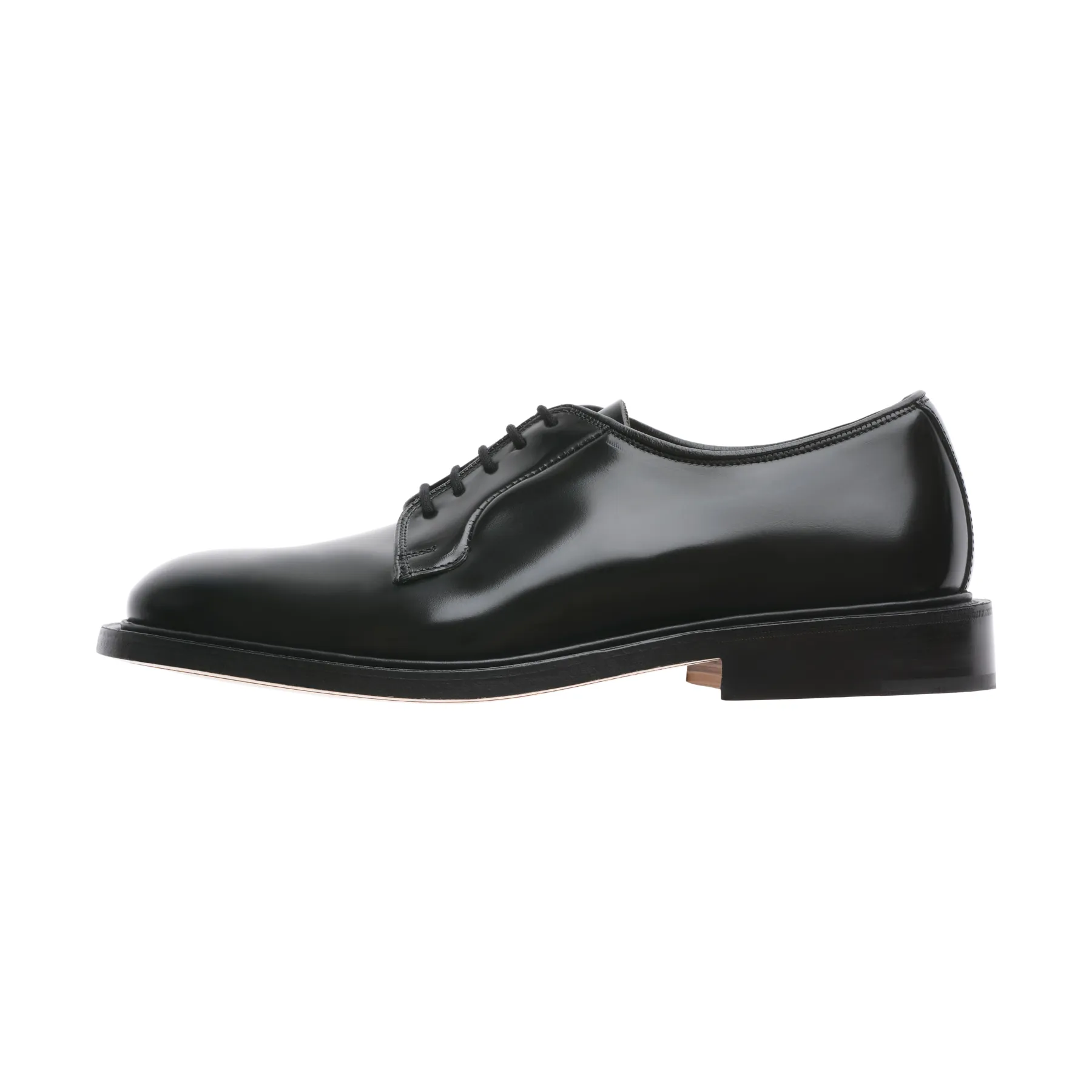 "Robert" Plain Derby Leather Shoes in Black