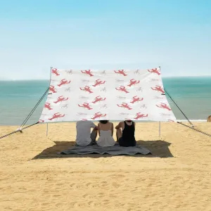 Red Lobster Hand Drawn Beach Camping Tent Sun Shelter for Whole Family, Sea Crayfish Beach Shade Canopy with UPF50  UV Protection,Easy Set Up and Carry,Outdoor Shade for Trips, Fishing, Backyard