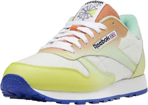 Reebok Men's Classic Leather Sneaker, Chalk/Acid Yellow/Bright Cobalt, 4