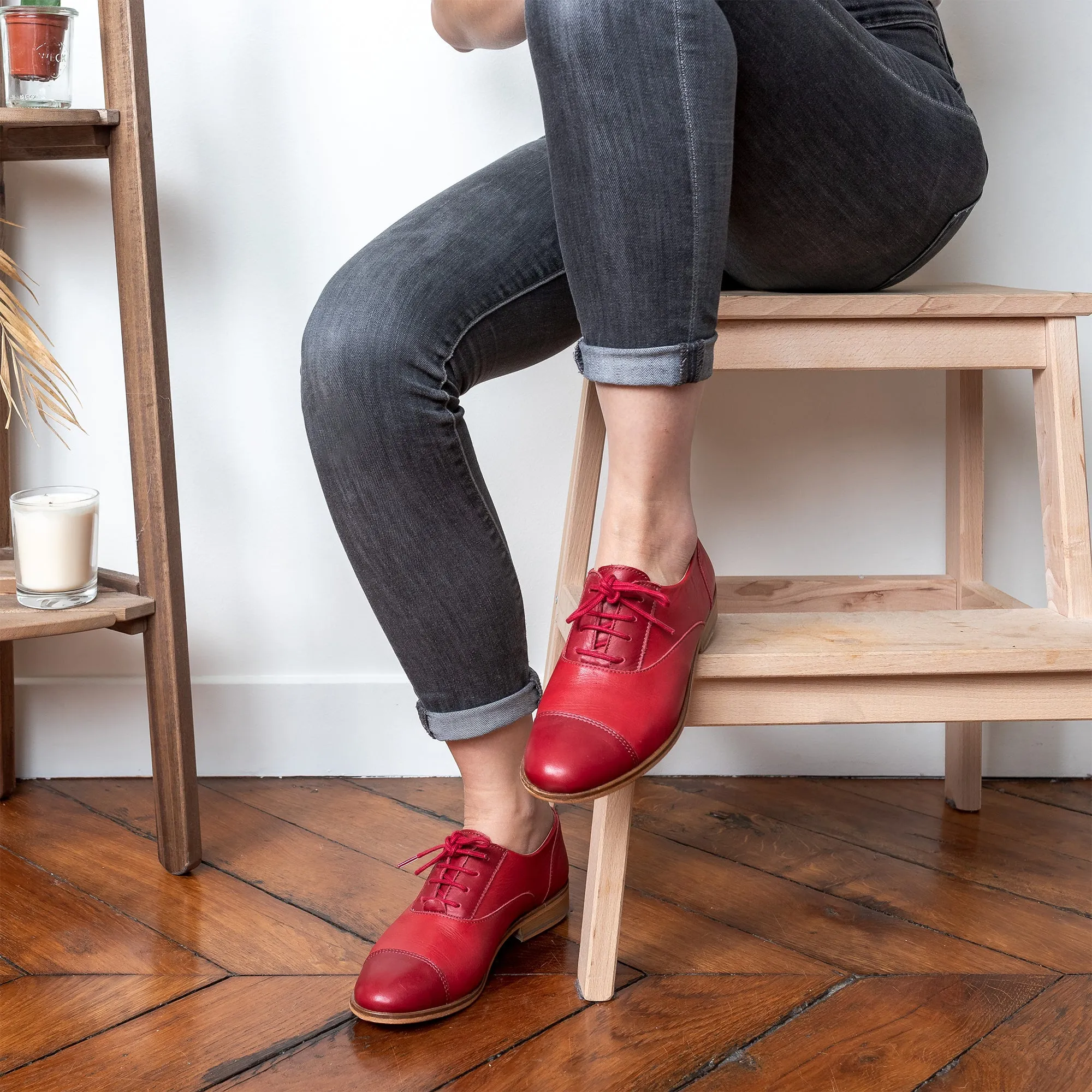Rubie - Derbies Rouges en Cuir