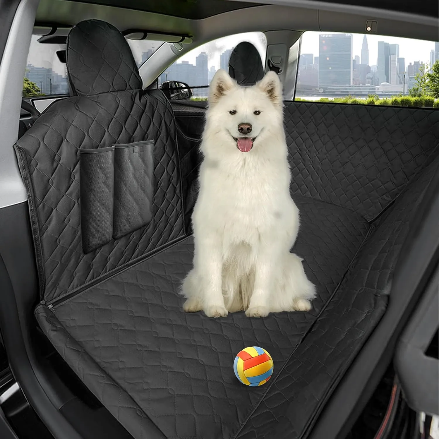 RUIANTE Dog Car Seat Cover Protector Compatible with Toyota Highlander 2021-2024 Back Seat Pet Cover Dogs Hammock Backseat Cover with Side Flaps Storage Pocket Zip Mesh (Black)