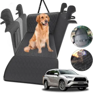RUIANTE Dog Car Seat Cover Protector Compatible with Toyota Highlander 2021-2024 Back Seat Pet Cover Dogs Hammock Backseat Cover with Side Flaps Storage Pocket Zip Mesh (Black)