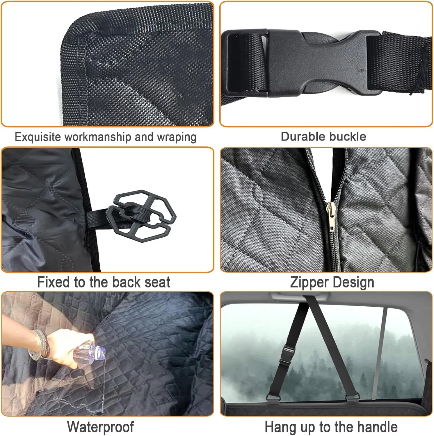 RUIANTE Dog Car Seat Cover Protector Compatible with Toyota Highlander 2021-2024 Back Seat Pet Cover Dogs Hammock Backseat Cover with Side Flaps Storage Pocket Zip Mesh (Black)