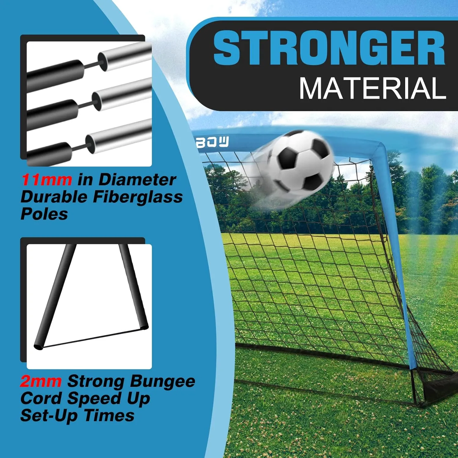 RUNBOW 9x5 ft Portable Kids Soccer Goal for Backyard Adult Junior Large Practice Soccer Net with Carry Bag