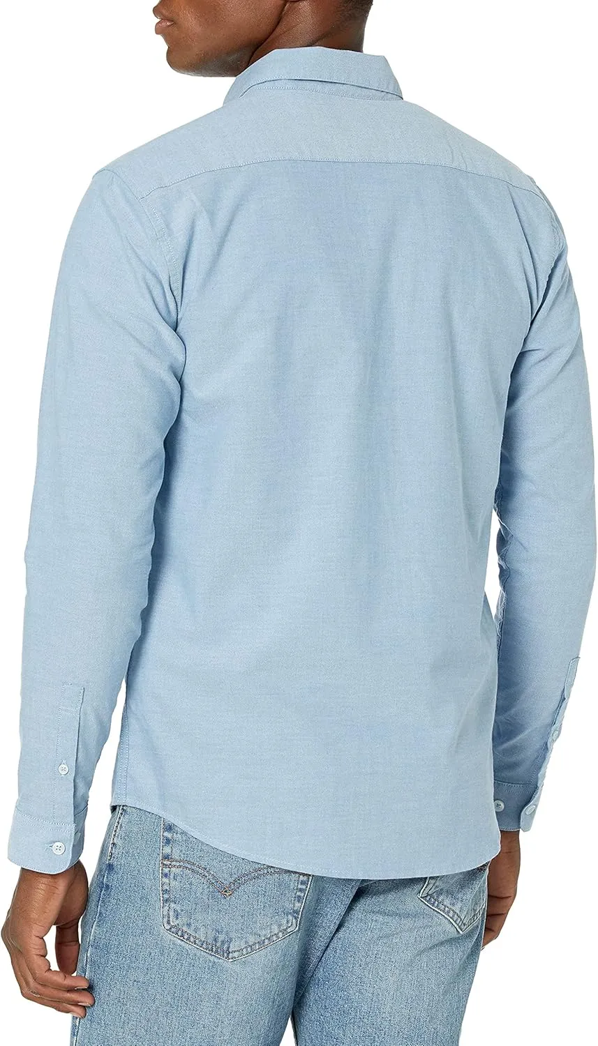 RVCA Men's Slim Fit Long Sleeve Oxford Stretch Woven Button Up Shirt