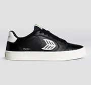 SALVAS Black Leather Off-White Logo Sneaker