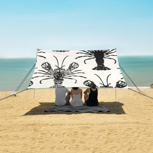 Sea Pattern with Lobster Beach Camping Tent Sun Shelter for Whole Family, Beach Shade Canopy with UPF50  UV Protection,Easy Set Up and Carry,Outdoor Shade for Trips, Fishing, Backyard Fun Picni