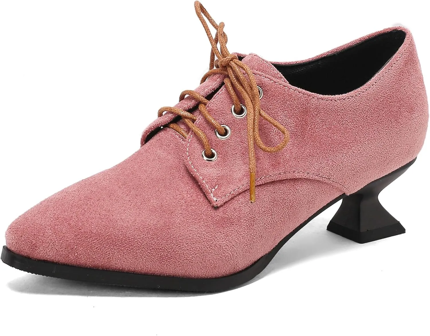 SHEMEE Women's Kitten Heels Oxford Pumps Victorian Style Vintage Mid-Heels Lace Up Brogues Witch Costume Cosplay Shoes