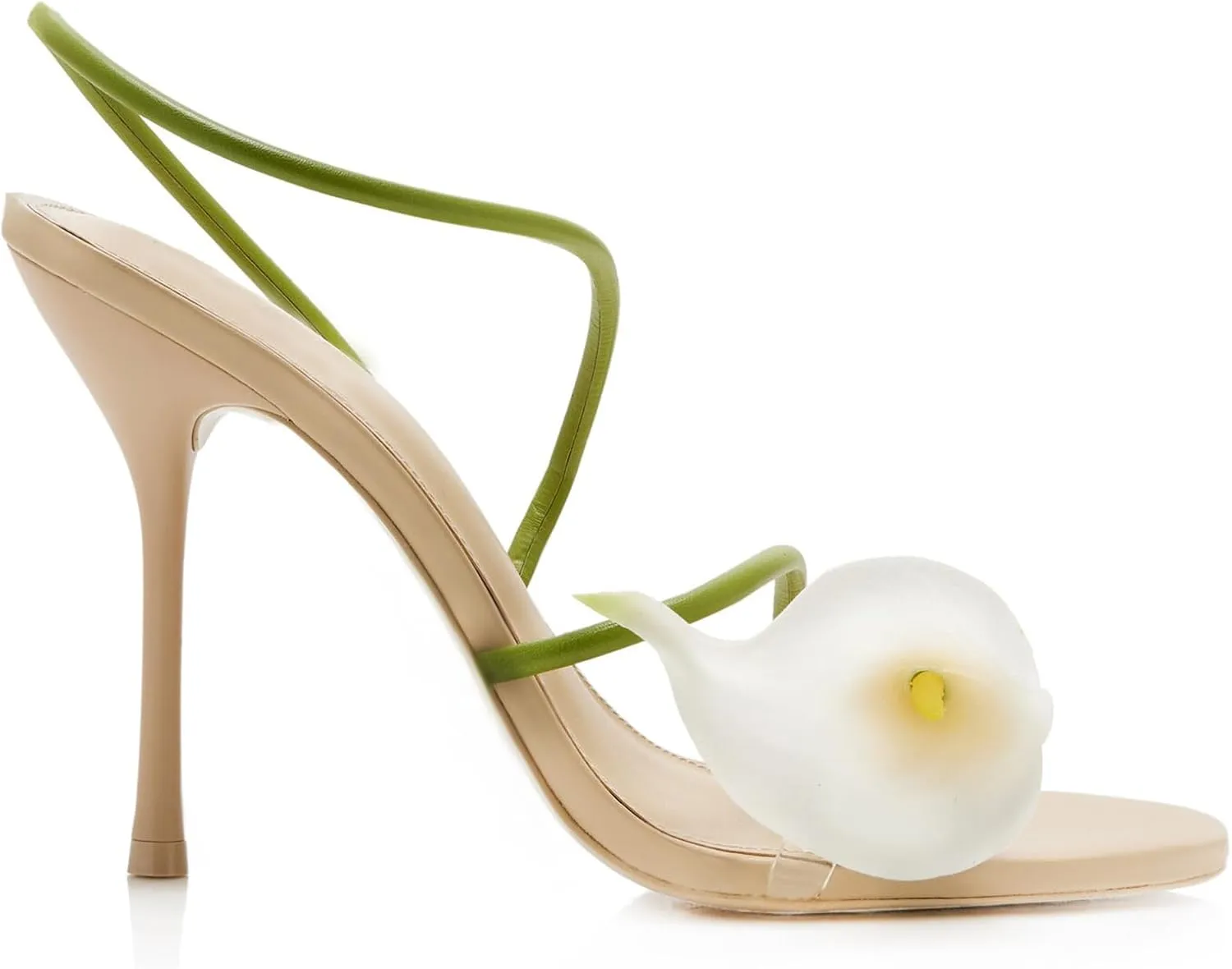 SIFINELAR Flower High Heels for Women Calla Lily Open Toe Floral Stilettos Heels Sexy Strappy