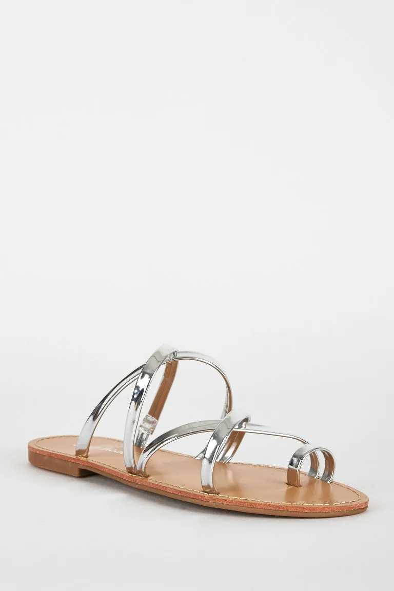 Silver Slip On Toe Post Sandal