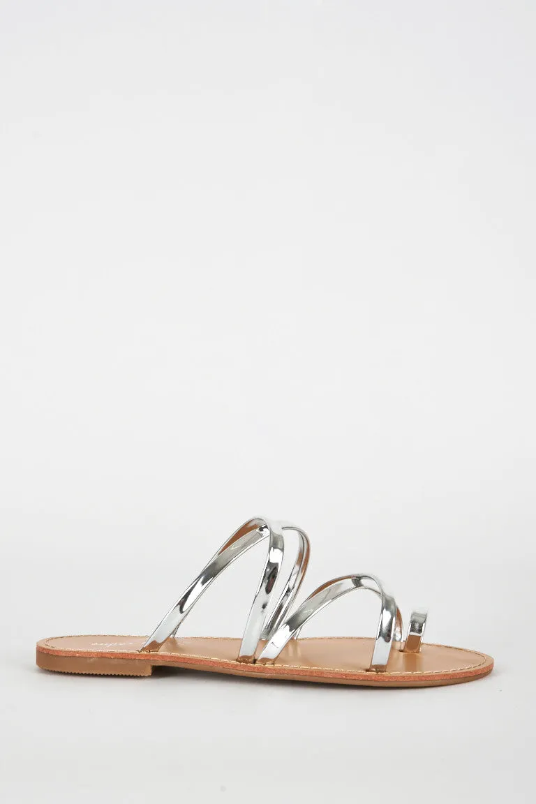 Silver Slip On Toe Post Sandal