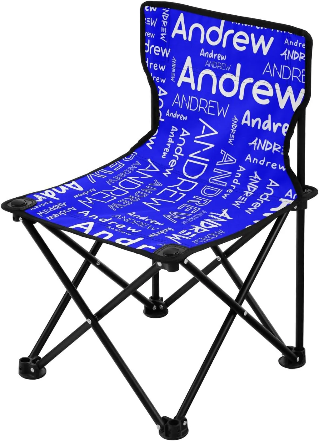 Sinestour Blue Custom Folding Camping Chair for Teen Child Personalized Name 14.6×14.6in Portable Outdoor Chair with Carry Bag for Barbeques Picnic Lawn