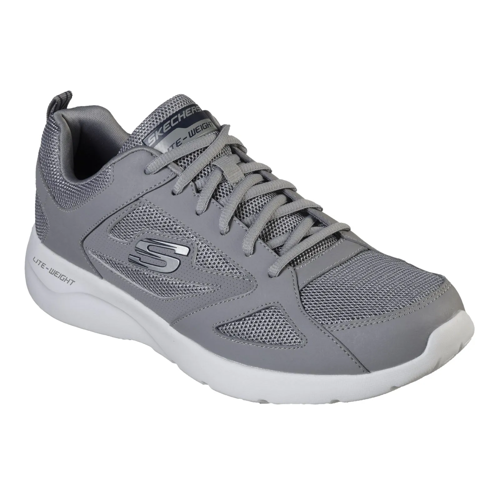 Skechers Men's Dynamight 2.0 Lace Up Memory Foam Trainer in Grey